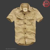 heren abercrombie fitch washed korte overhemd mid-khaki Low Cost Goedkope ofw7t851